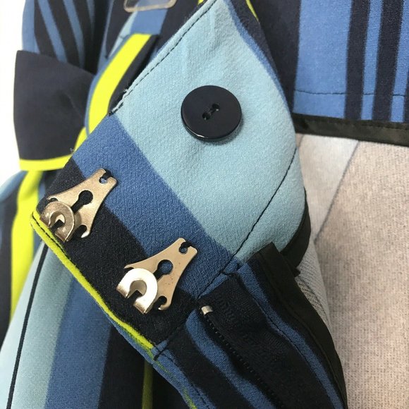 Ashley Stewart plus size 16 Striped paper bag Pants peacoat Elastic belt NWT - Picture 5 of 11